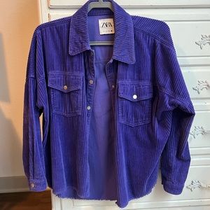 Zara Corduroy Shacket Jacket Purple